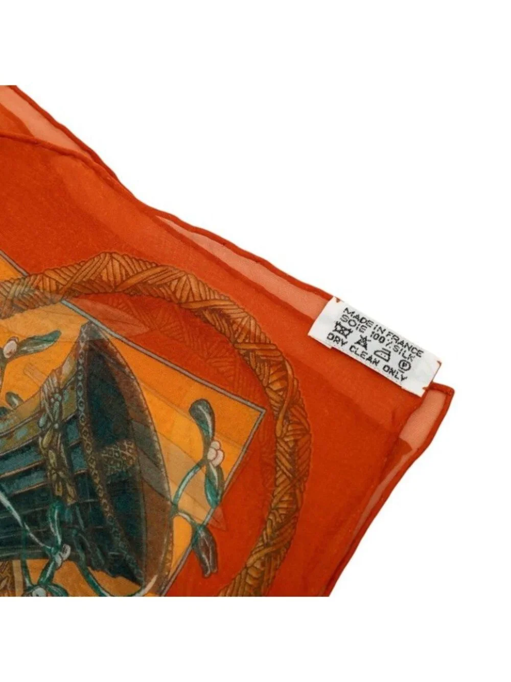 Hermes Carre 45 Amore Amours Scarf Orange Multicolor Silk